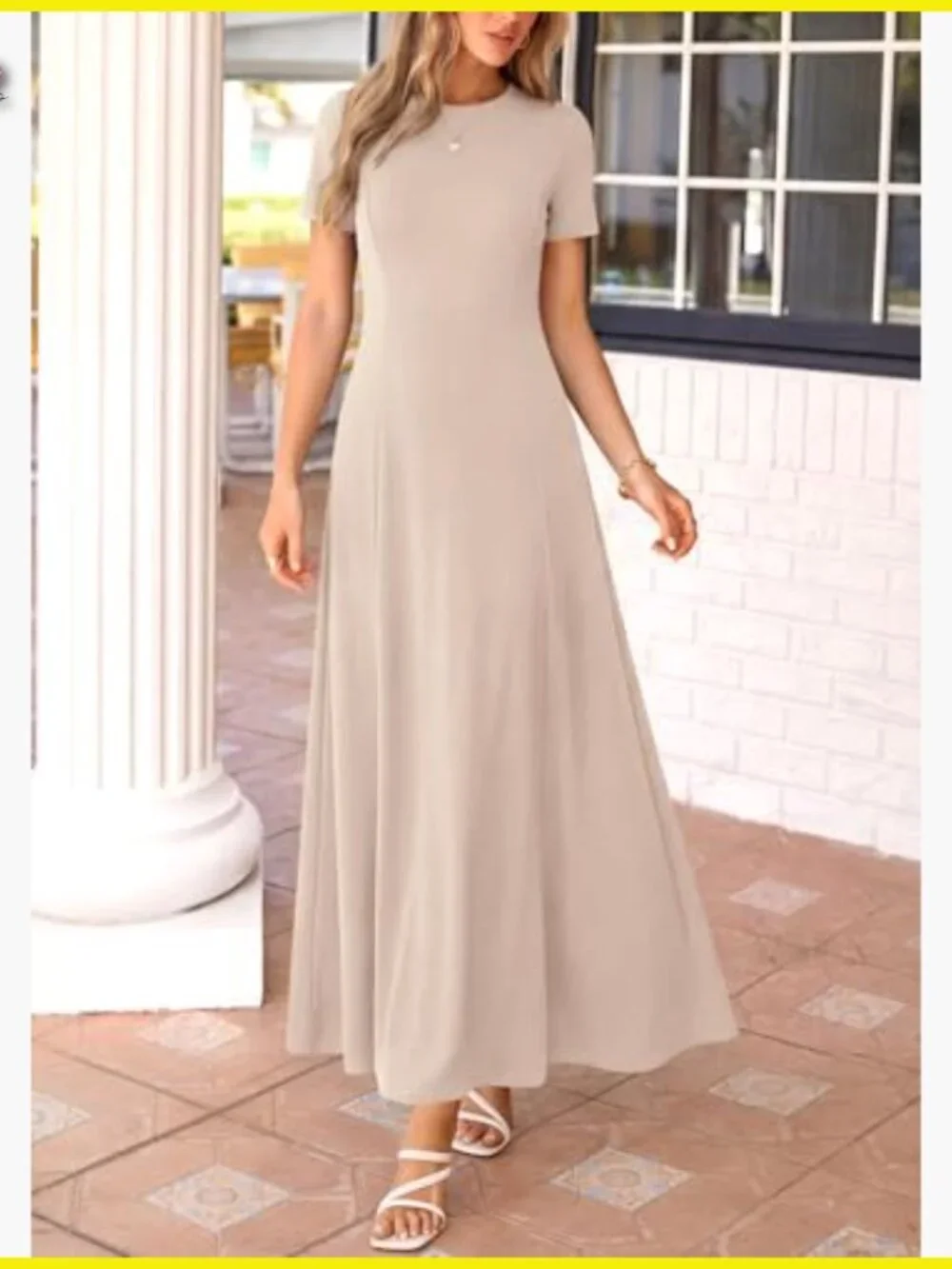 Short Sleeve Maxi Dress Flowy A-Line Formal Cocktail Wedding Guest Chic